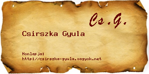 Csirszka Gyula névjegykártya